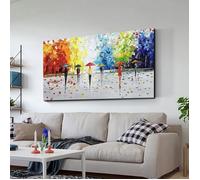 Tableaux Abstraits Paysage Peinture À l'huile sur Toile Peinte À La Main, Couples, Tableau Decoration Murale,100x50cm sans cadre
