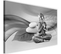 Tableaux pour la mur Bouddha Statuette 60x40 cm Zen noir et blanc Pierres SPA Murale Design