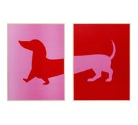 Tableaux teckel rouge et rose set de 2 Kare Design