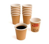 Table'Colors 200 Verres en Carton 12 sprit Kraft - Gobelet Carton Recyclable - Tasse - Café - Boisson fraiche - Expresso - Idéal pour Fêtes et Événements - Design Pratique