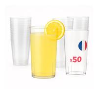 Table'Colors 50 Verres Tube 20 cl Lavables et Réutilisables - Fabriquée en France - Parfaits pour Cocktails et Apéritifs - Jus d'orange - Soda - Pastis - Eau