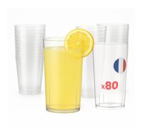 Table'Colors 80 Verres Tube 20 cl Lavables et Réutilisables - Fabriquée en France - Parfaits pour Cocktails et Apéritifs - Jus d'orange - Soda - Pastis - Eau