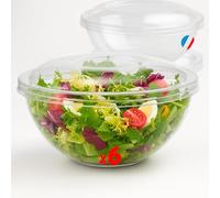Table'Colors Pack de 6 Saladiers Réutilisables 4,5 L avec 6 Couvercles - Fabriquée en France - Dur transparent et recyclable - Idéal pour Salades et Fêtes - Étanche et solide