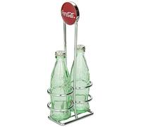 TableCraft Ensemble salière et poivrière Coca-Cola avec support en métal chromé et salière Coca-Cola