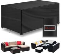 Tablehoes Outdoor imperméable 420D Oxford tissé coupe-vent anti-UV Housse de protection Ensemble de meubles de jardin pour table de jardin banc rectangulaire 123*61*74cm noir