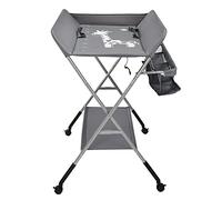 Tables à langer,Table à langer et Baignoire 2 en 1 pour bébé, De la naissance à 12 mois,Table à Langer Pliable et Portable pour Bébé avec 4 roulettes gris foncé (gris foncé)
