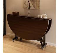 Tables à manger pliantes pour petits espaces Table à abattants Bureau | Support en acier au carbone Peu encombrante Extensible Polyvalente Avec 6 roulettes(Brown,ID 48in/1.2m)