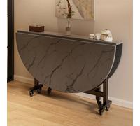 Tables à manger pliantes pour petits espaces Table à abattants Bureau | Support en acier au carbone Peu encombrante Extensible Polyvalente Avec 6 roulettes(Grey,ID 63in/1.6m)