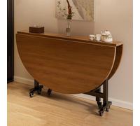 Tables à manger pliantes pour petits espaces Table à abattants Bureau | Support en acier au carbone Peu encombrante Extensible Polyvalente Avec 6 roulettes(Wooden,ID 39in/1m)