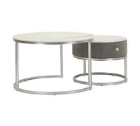 Tables basses en velours et métal, paire, ø 70x45-50x40 cm