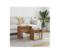 Tables basses gigognes 2 pcs chêne artisanal bois d'ingénierie, table gigogne, table gigogne moderne, ensemble de 856051