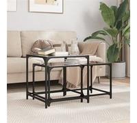 Tables basses gigognes 2 pcs dessus en verre noir acier Noir G