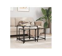 Tables basses gigognes 2 pcs dessus en verre transparent acier, table gigogne, table gigogne moderne, table 845984