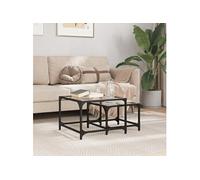 vidaXL Tables Basses gigognes 2 pcs Dessus en Verre Transparent Acier, Table gigogne, Table gigogne Moderne, Table empilable, Table d'appoint gigogne