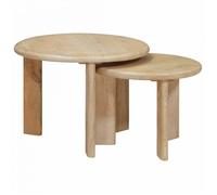vidaXL Tables Basses gigognes 2 pcs Noir Bois de Mangue Massif, Tables Basses Modernes, Rondes et empilables, Pratiques, minimalistes, pour Un Salon stylé, déco Chic