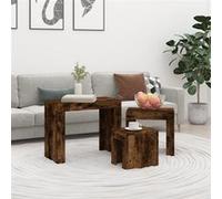 vidaXL Tables basses gigognes 3 pcs Chêne fumé Bois d'ingénierie Marron