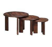Tables basses gigognes 3 pcs en bois de manguier massif marron foncé 54 x 54 x 40 cm - empilables