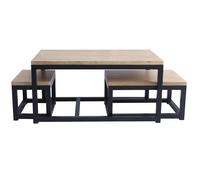 Tables basses gigognes bois manguier massif et métal noir (lot de 3) FACTORY