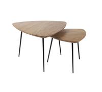 Tables basses gigognes bois massif et métal noir (lot de 2) STONES