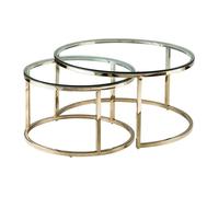 Tables basses gigognes en verre trempé et acier inoxydable - Doré - MAEVANE II