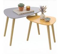 HOMCOM Lot de 2 Tables Basses gigognes Design Scandinave Gris et Jaune