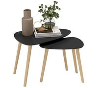 Lot de 2 tables basses gigognes design scandinave forme triangle de reuleaux bois MDF noir