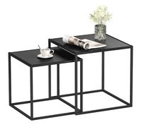 HOMCOM Lot de 2 Tables Basses gigognes, Lot de 2 Tables gigognes de Salon, modulables, en Acier, Style Industriel, Noir Mat