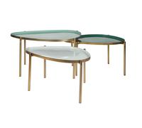Tables basses gigognes laquées vert-cyan et vert (lot de 3) ZURIA