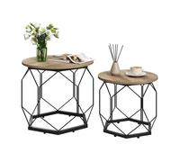 Tables Basses Gigognes Lot de 2 - WOLTU Table Salon - Style Industriel - Chêne Gris W0ATT0926