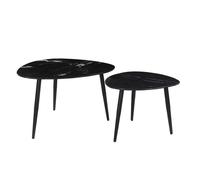 Tables basses gigognes ovales en marbre noir et métal (lot de 2) PLATZ