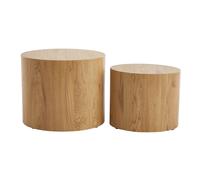 Tables basses gigognes ovales scandinaves bois clair finition chêne (lot de 2) WOODY