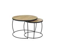 Tables basses gigognes rondes bois manguier massif (lot de 2) BARREL