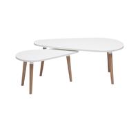 Tables basses gigognes scandinaves blanc et bois clair chêne massif (lot de 2) ARTIK