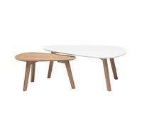 Tables basses gigognes scandinaves bois clair chêne et blanc (lot de 2) ARTIK