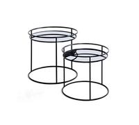 HAKU Tables d'appoint Rondes, Lot de 2, Noir, métal, Miroir, Table Basse Ronde, Tables de Salon, Ensemble - Dimensions : H 40/48 x Ø 44/52 cm Style : Moderne