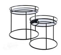 Tables basses GRACE en métal et miroir lot de 2 - Noir Noir G