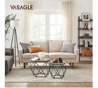 VASAGLE – Table basse ronde LET040B02 – Lot de 2, plateau amovible, cadre en acier, style industriel – Grège et noir