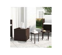 vidaXL Tables d'appoint de jardin 3 pcs. Marron Poly Rattan