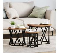 Tables D'appoint Empilables Vidaxl 3 Pcs En Bois Recy t Stratifié