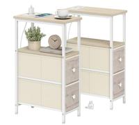 Tables d'appoint, ports de recharge USB, style moderne et minimaliste, 20 x 40 x 63 cm, bois naturel