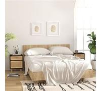 vidaXL Tables de chevet 2 pcs Noir Bois de pin massif et rotin naturel