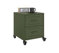 vidaXL Tables de chevet 2 pièces en acier 36 x 39 x 43,5 cm Vert olive