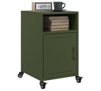 Tables de chevet 2 pcs vert olive 36x39x59 cm acier avec chevilles et poignée de rangement
