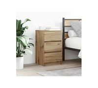 Tables de chevet 3 tiroirs 2 pcs chêne artisanal 39x35x65 cm, table d'appoint, armoire de lit, table d'appoint pour 861354