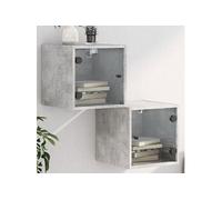 vidaXL Tables de chevet et portes vitrées 2 pcs gris béton 35x37x35 cm
