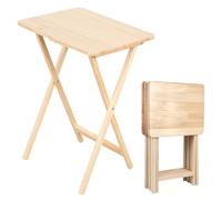 Tables de plateau TV pliantes, ensemble 4 tables d'appoint en bois pin massif, table collation pliable peu encombrante pour manger, dîner robuste canapé, petite pliante le salon, facile à 4 PIÈCES