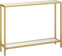 Tables en verre et plateau de table à console métallique avec accoudoirs coulissants