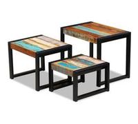 vidaXL Tables gigognes – Bois de récupération massif – 3 pièces