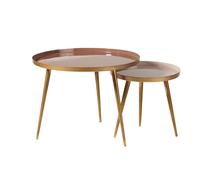 Tables gigognes en métal beige rosé et doré 61x48.2x61cm Rose