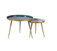 Tables gigognes en métal bleu et doré 61x48.2x61cm Bleu